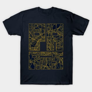 Paris, France City Map Typography - Gold Art Deco T-Shirt